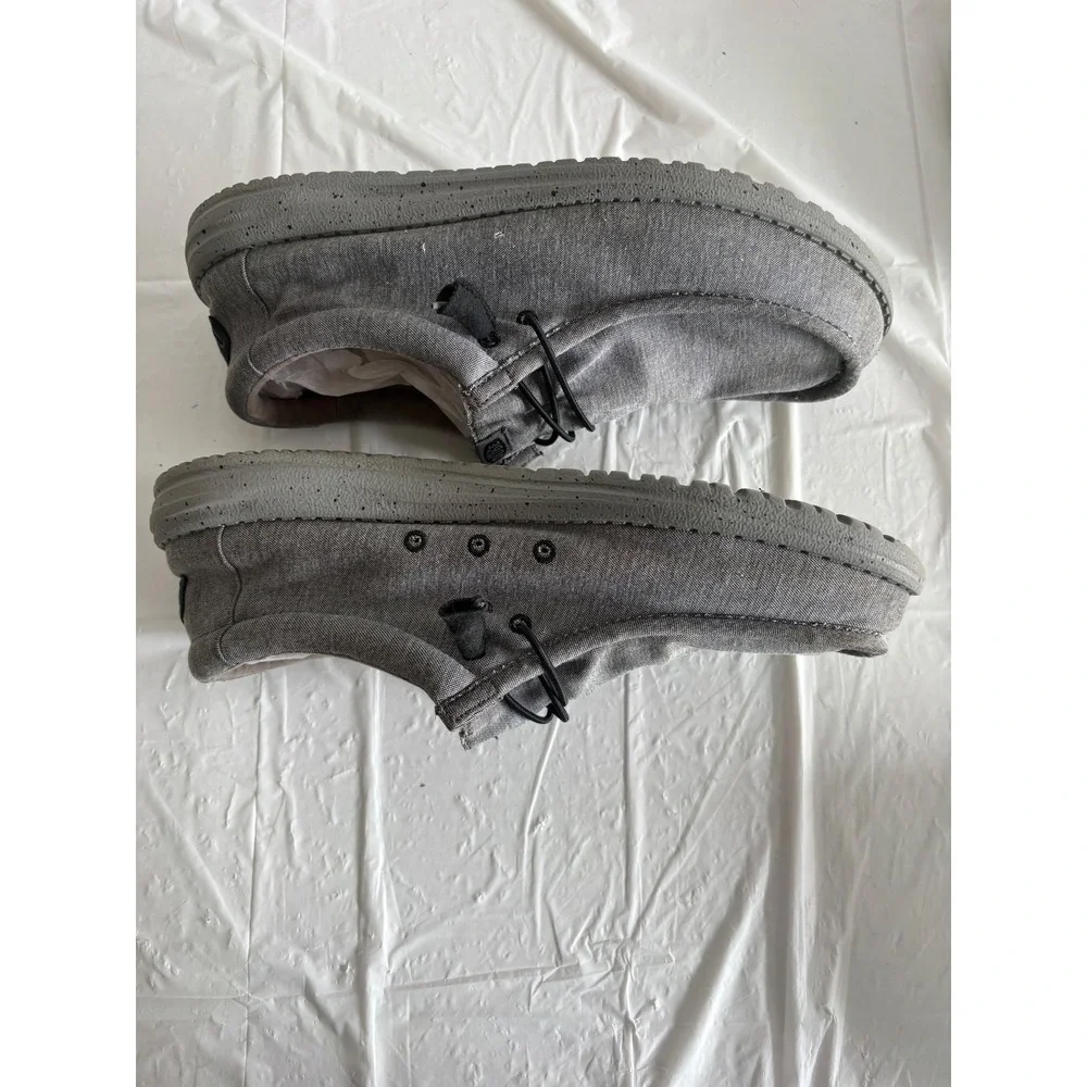 Hey Dude Wally Canvas Stretch Steel Grey Mens Slip On Loafers 40022-11S Size 13